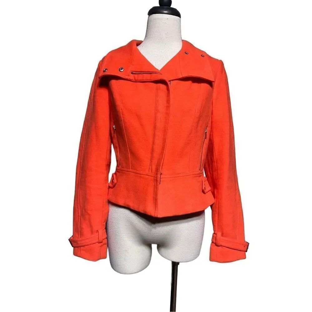 Etcetera Melon Color Moto Jacket Blazer Size 4